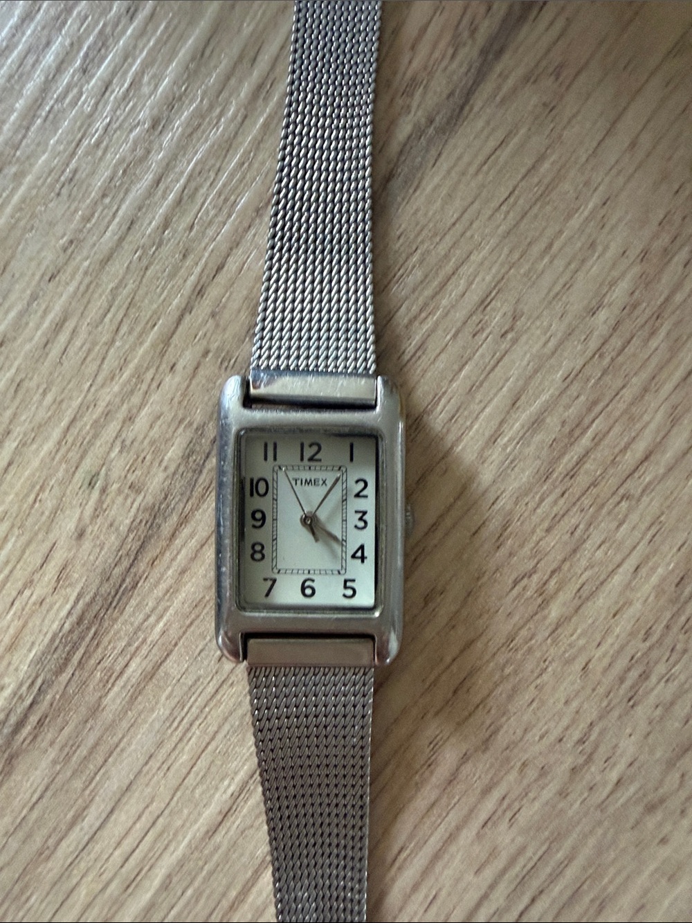 Timex Silver-Tone Rectangular Mesh Strap Watch needs battery